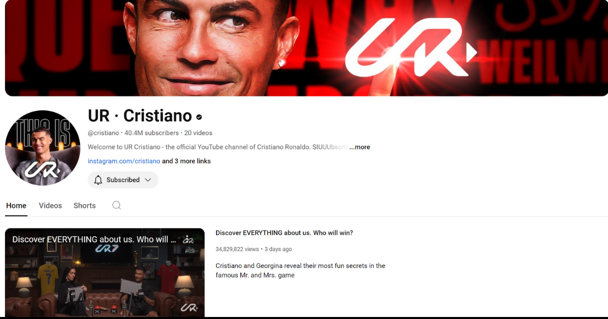 Cristiano Ronaldo YouTube Channel